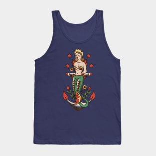 American Traditional Nautical Mermaid and Anchor Tank Top